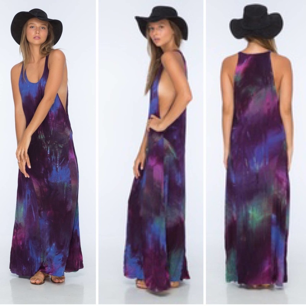 INDAH Pilar Open Side Maxi Dress Cosmic Tie Dye XS